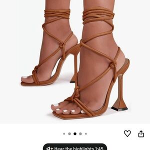 Coutgo Women’s Lace Up Heels Gladiator Square Toe Strappy Shoes